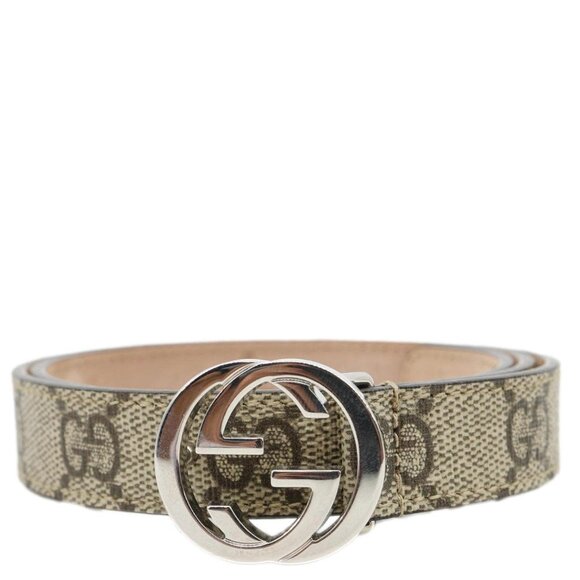 Gucci  Interlocking G Buckle GG Supreme Canvas Belt Beige 258395 - Picture 1 of 7